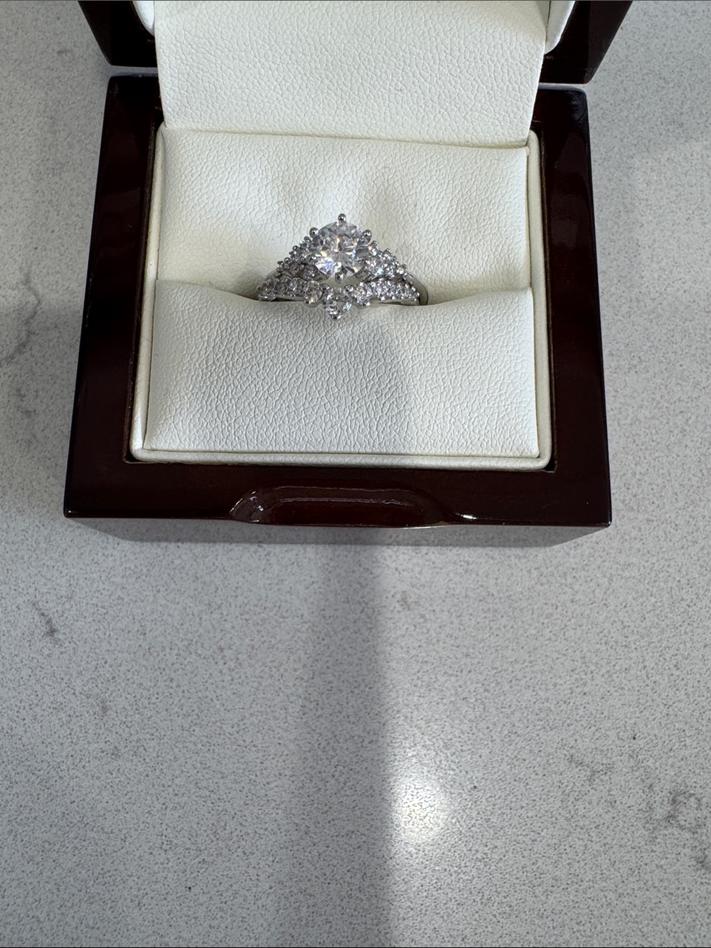 Classic Halo Diamond Engagement Ring in White